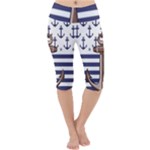 Anchor Background Design Lightweight Velour Cropped Yoga Leggings