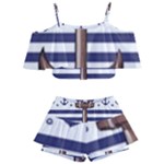 Anchor Background Design Kids  Off Shoulder Skirt Bikini
