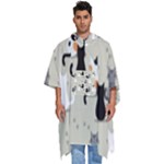 Cute Cat Seamless Pattern Men s Hooded Rain Ponchos