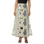 Cute Cat Seamless Pattern Tiered Ruffle Maxi Skirt