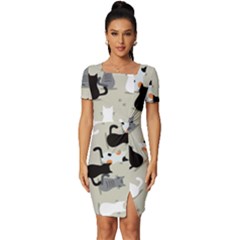 Fitted Knot Split End Bodycon Dress 