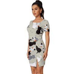 Fitted Knot Split End Bodycon Dress 