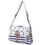 Anchor Background Design Front Pocket Crossbody Bag