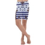 Anchor Background Design Kids  Lightweight Velour Cropped Yoga Leggings