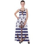 Anchor Background Design Empire Waist Velour Maxi Dress