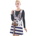 Anchor Background Design Plunge Pinafore Velour Dress