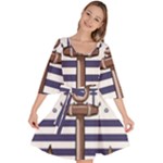 Anchor Background Design Velour Kimono Dress