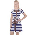 Anchor Background Design Cap Sleeve Velour Dress 