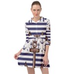 Anchor Background Design Mini Skater Shirt Dress