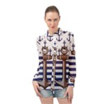 Anchor Background Design Long Sleeve Chiffon Shirt