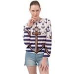 Anchor Background Design Banded Bottom Chiffon Top