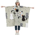Cute Cat Seamless Pattern Women s Hooded Rain Ponchos