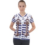Anchor Background Design Short Sleeve Zip Up Jacket