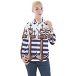 Anchor Background Design Women s Long Sleeve Pocket Shirt