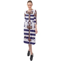 Ruffle End Midi Chiffon Dress 