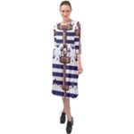 Anchor Background Design Ruffle End Midi Chiffon Dress