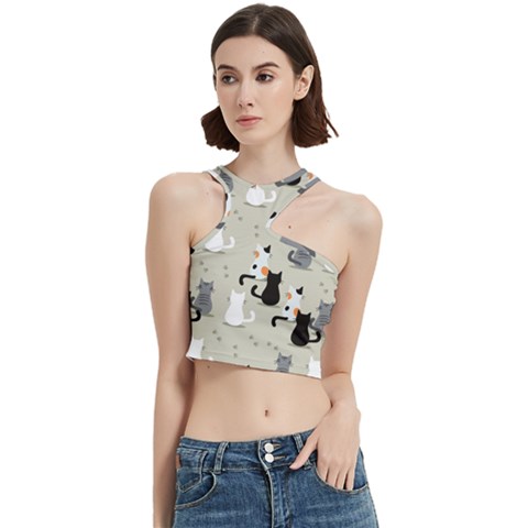 Cute Cat Seamless Pattern Cut Out Top from ArtsNow.com