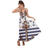 Anchor Background Design Backless Maxi Beach Dress