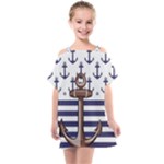 Anchor Background Design Kids  One Piece Chiffon Dress