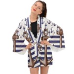 Anchor Background Design Long Sleeve Kimono
