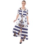 Anchor Background Design Waist Tie Boho Maxi Dress