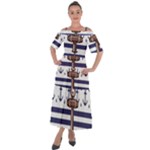 Anchor Background Design Shoulder Straps Boho Maxi Dress 