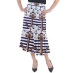 Anchor Background Design Midi Mermaid Skirt
