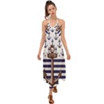 Anchor Background Design Halter Tie Back Dress 
