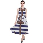 Anchor Background Design Round Neck Boho Dress