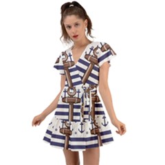 Flutter Sleeve Wrap Dress 