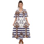 Anchor Background Design Kimono Sleeve Boho Dress