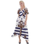 Anchor Background Design Cross Front Sharkbite Hem Maxi Dress