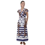 Anchor Background Design Flutter Sleeve Maxi Dress