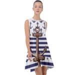 Anchor Background Design Frill Swing Dress