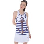 Anchor Background Design Racer Back Mesh Tank Top