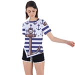 Anchor Background Design Asymmetrical Short Sleeve Sports T-Shirt
