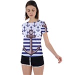 Anchor Background Design Back Circle Cutout Sports T-Shirt