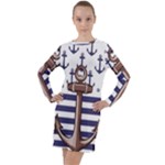 Anchor Background Design Long Sleeve Hoodie Dress