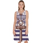 Anchor Background Design Knee Length Skater Dress With Pockets
