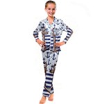 Anchor Background Design Kids  Satin Long Sleeve Pajamas Set