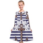 Anchor Background Design Kids  Midi Sailor Dress
