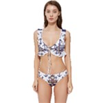 Anchor Background Design Low Cut Ruffle Edge Bikini Set