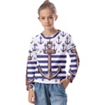 Anchor Background Design Kids  Long Sleeve T-Shirt with Frill 