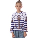 Anchor Background Design Kids  Frill Detail T-Shirt