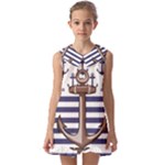 Anchor Background Design Kids  Pilgrim Collar Ruffle Hem Dress