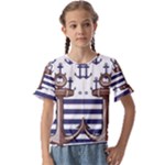 Anchor Background Design Kids  Cuff Sleeve Scrunch Bottom T-Shirt