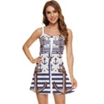Anchor Background Design Ruffle Edge Bra Cup Chiffon Mini Dress