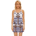 Anchor Background Design Satin Pajama Short Set