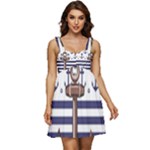 Anchor Background Design Ruffle Strap Babydoll Chiffon Dress