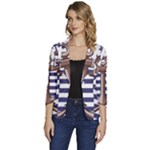 Anchor Background Design Women s One-Button 3/4 Sleeve Short Jacket
